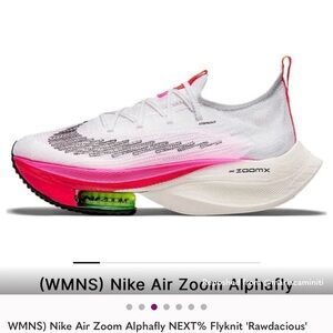 Nike Air Zoom Alphafly next% flyknit mens 8.5 women’s 10 Shoe- White and Pink